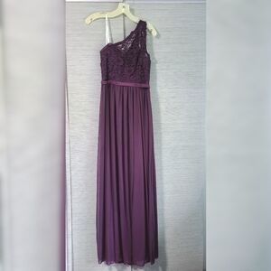 David's Bridal Plum One Shoulder Dress